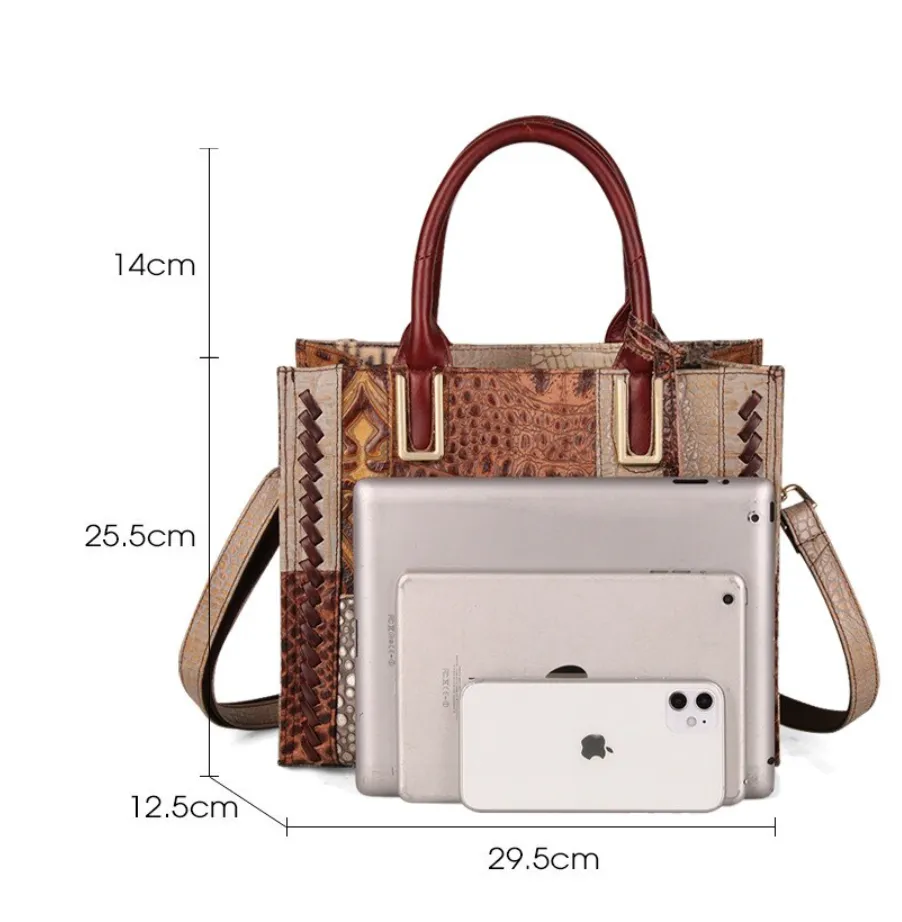 "Arna Lisa" Collection - Legend Genuine Leather Luxury Handbags Women Designer Hand Bag Female Retro Patchwork Totes Crocodile Shoulder/Crossbody Bags