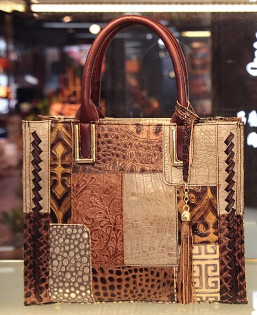 "Arna Lisa" Collection - Legend Genuine Leather Luxury Handbags Women Designer Hand Bag Female Retro Patchwork Totes Crocodile Shoulder/Crossbody Bags