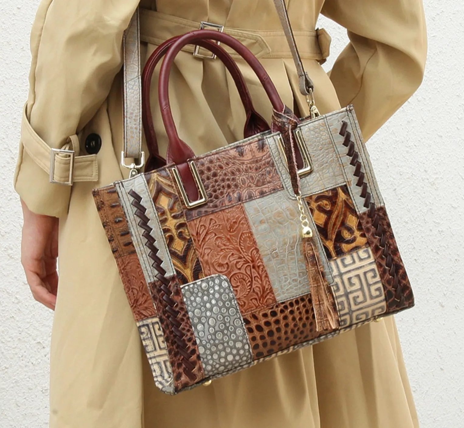 "Arna Lisa" Collection - Legend Genuine Leather Luxury Handbags Women Designer Hand Bag Female Retro Patchwork Totes Crocodile Shoulder/Crossbody Bags
