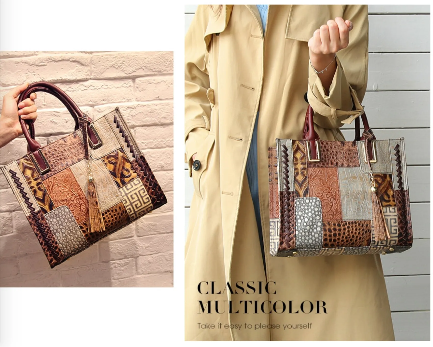 "Arna Lisa" Collection - Legend Genuine Leather Luxury Handbags Women Designer Hand Bag Female Retro Patchwork Totes Crocodile Shoulder/Crossbody Bags