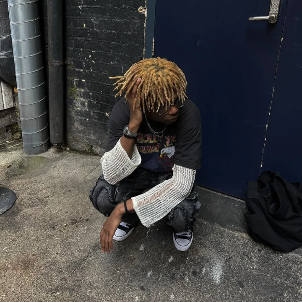 "Retro Flame Patchwork Straight Fading" Jeans