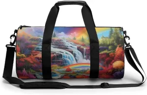 Rainbow Cascade Funny Gym Bag Travel Tote Bag Duffel Bag for Men Women Weekender Sports Vacation