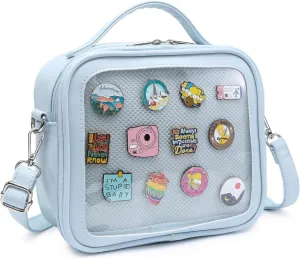 RAINBOW SMILE Ita Bag - Kawaii Crossbody Purse with Clear Shoulder Strap and Pin Display