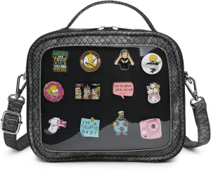 RAINBOW SMILE Ita Bag - Kawaii Crossbody Purse with Clear Shoulder Strap and Pin Display