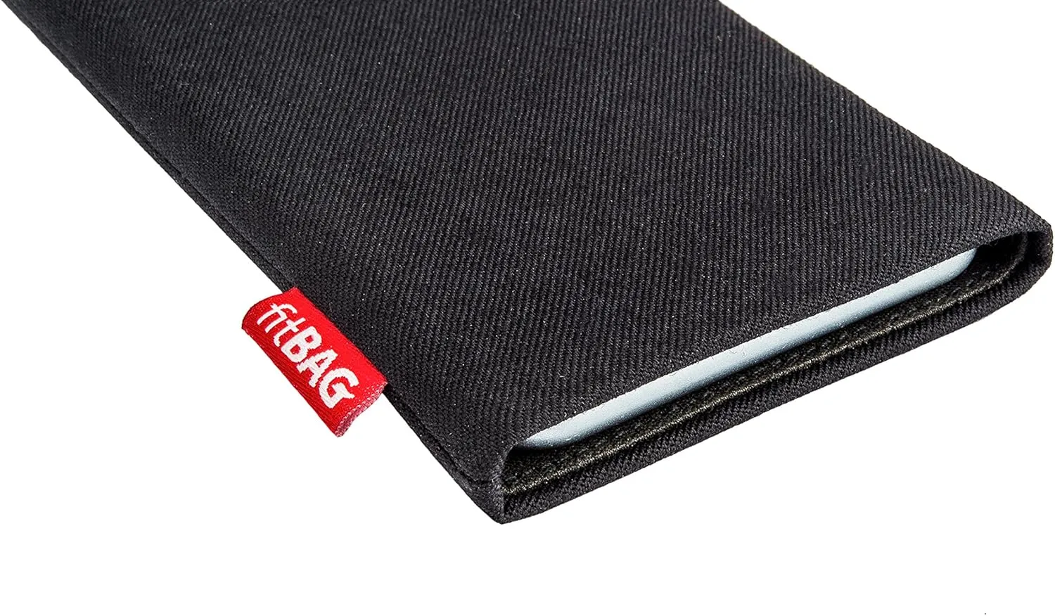 Rave Black Custom Tailored Sleeve for Mobistel Cynus E4. Fine Suit Fabric Pouch with Integrated Microfibre Lining for Display Cleaning