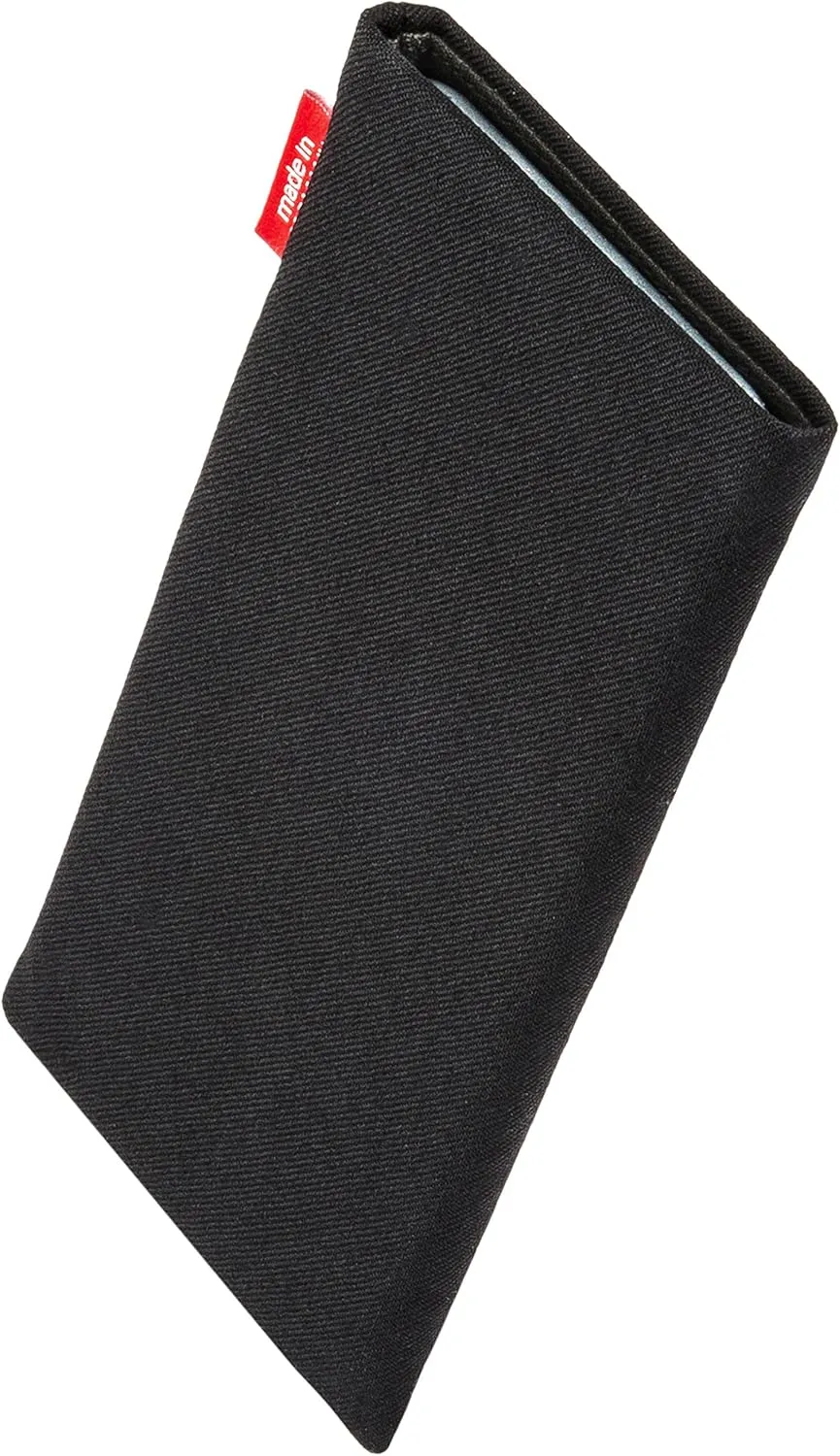 Rave Black Custom Tailored Sleeve for Mobistel Cynus E4. Fine Suit Fabric Pouch with Integrated Microfibre Lining for Display Cleaning