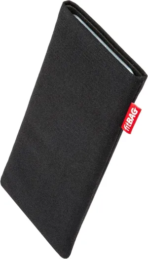 Rave Black Custom Tailored Sleeve for Mobistel Cynus E4. Fine Suit Fabric Pouch with Integrated Microfibre Lining for Display Cleaning