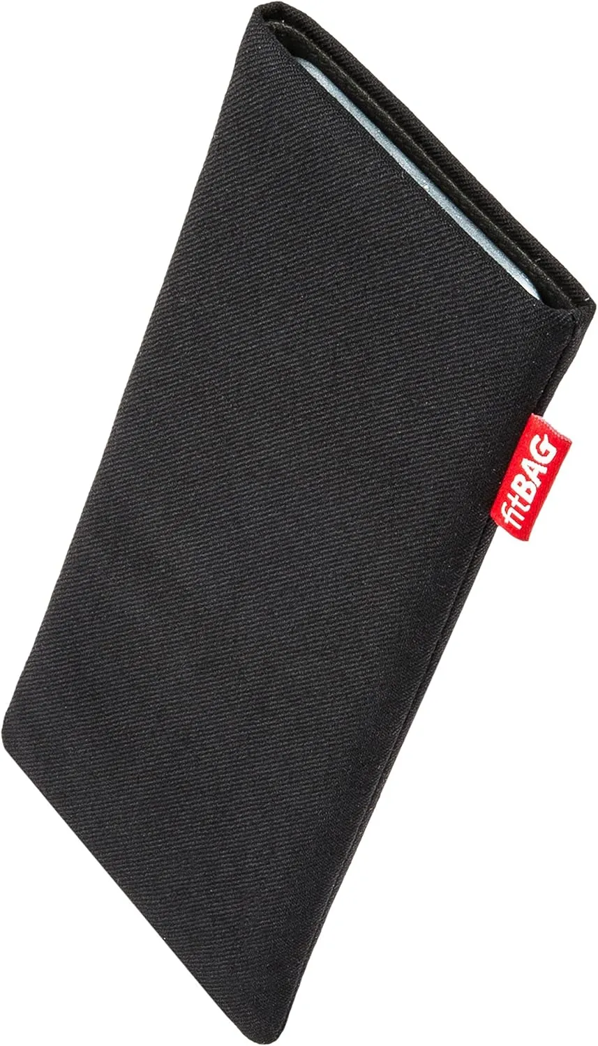 Rave Black Custom Tailored Sleeve for Mobistel Cynus F3. Fine Suit Fabric Pouch with Integrated Microfibre Lining for Display Cleaning