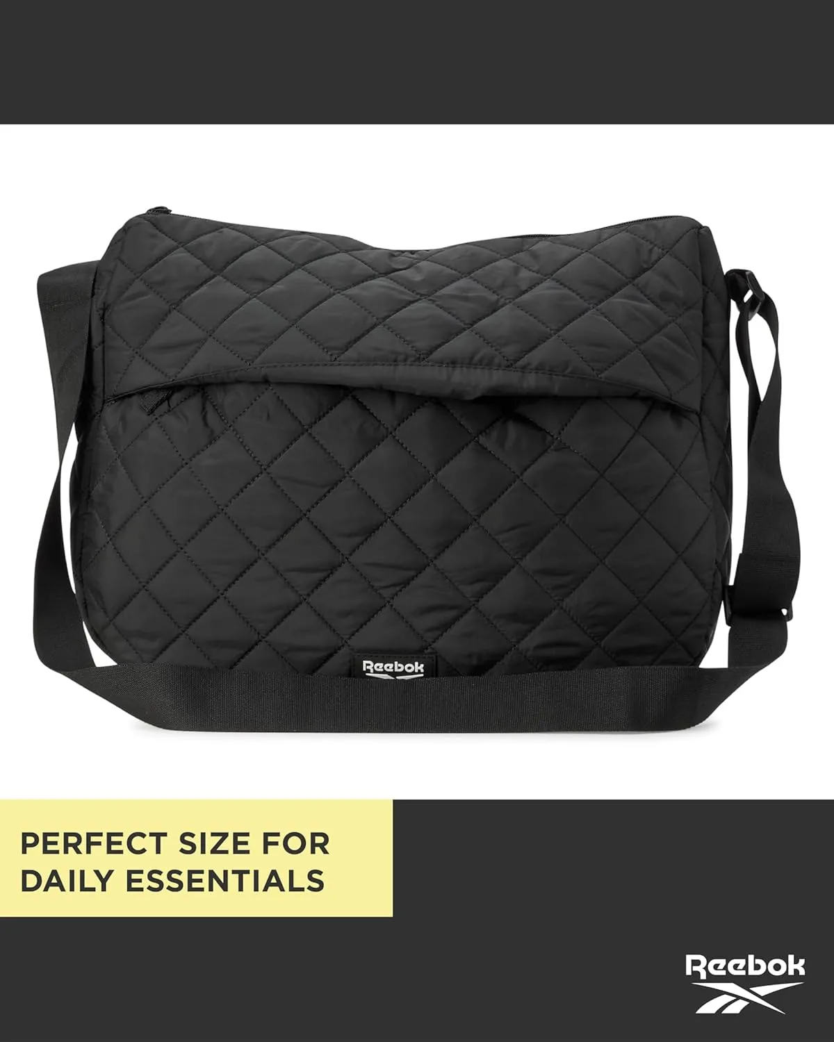 Reebok Women's Crossbody Bag - Stylish Lightweight Nylon Quilted and Non-Quilted Everyday Sling Bags for Women