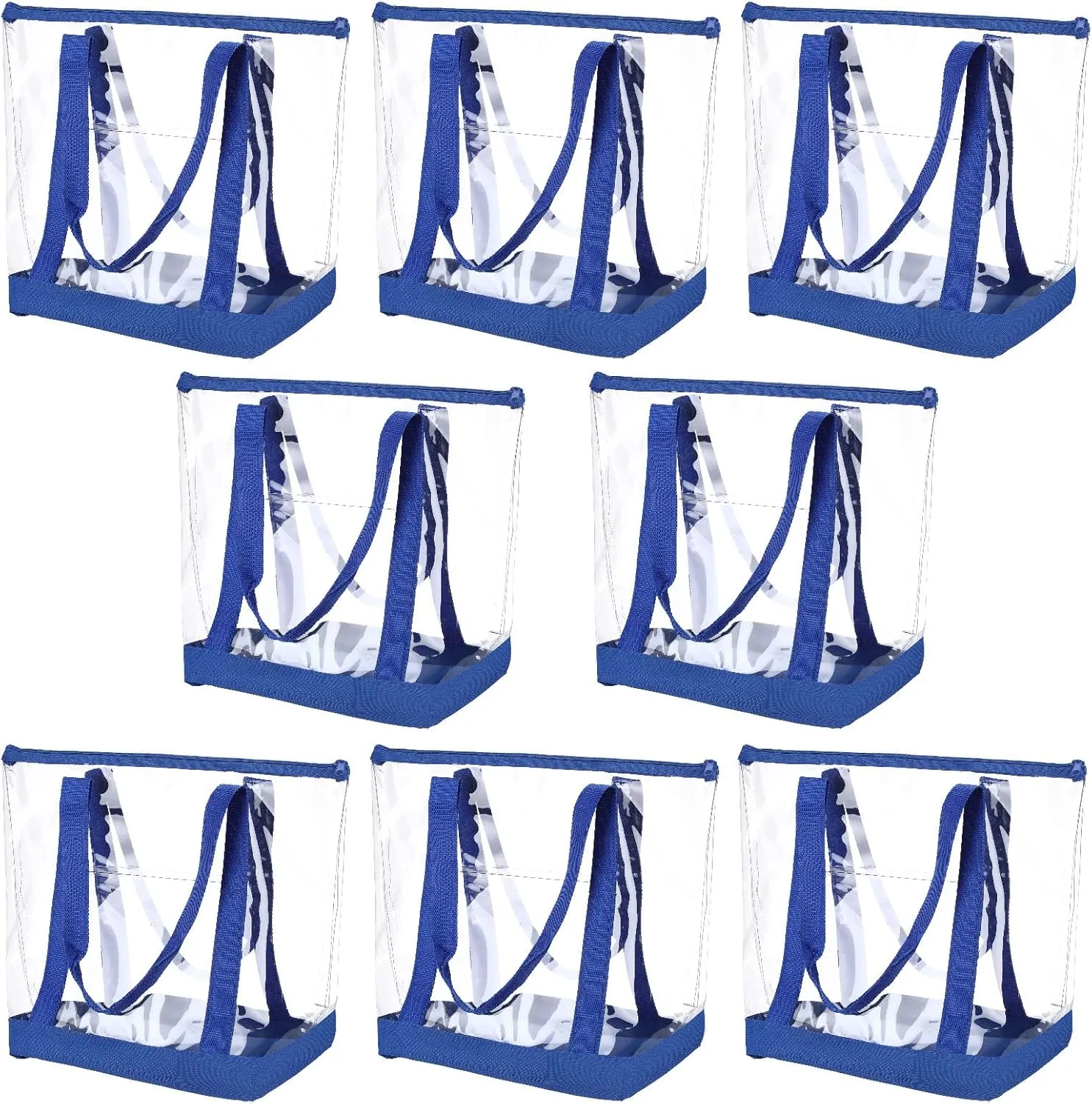 Reginary 8 Pieces Clear Tote Bags Shoulder Handbag Security Approved See Through Bag with Zipper Closure for Travel Work