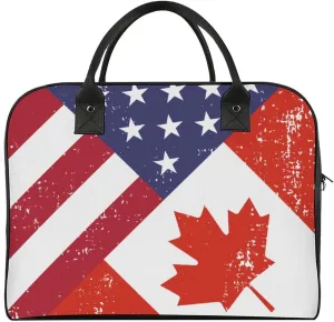 Retro America Canada Flag Duffle Bag for Travel Crossbody Sports Tote Gym Bag Shoulder Weekender Overnight Bag