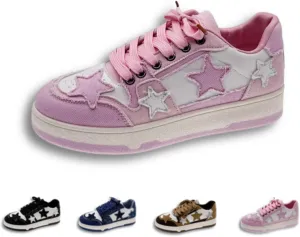 Retro Cool Star Chunky Sneakers for Women Trendy Casual Aesthetic Platform Skate Walking Shoes