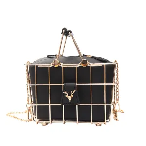 Retro Elegant Deer Head Metal Basket Style Ladies Handbag