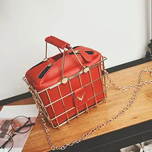 Retro Elegant Deer Head Metal Basket Style Ladies Handbag