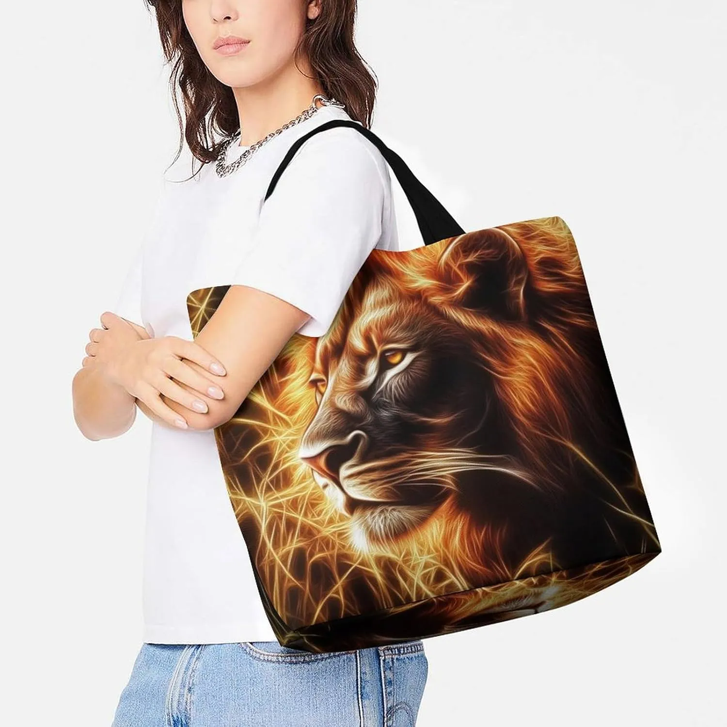 Reusable Grocery Bag for Women, Portable Large Shopping Storage Bag Casual Shoulder Handbags