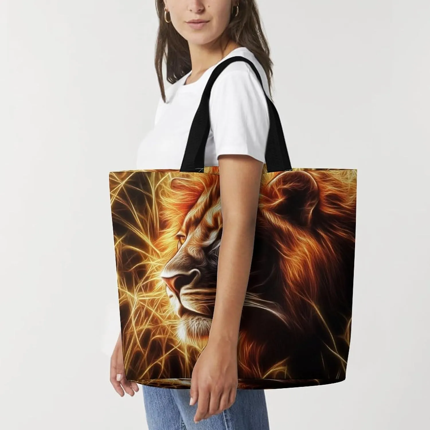 Reusable Grocery Bag for Women, Portable Large Shopping Storage Bag Casual Shoulder Handbags
