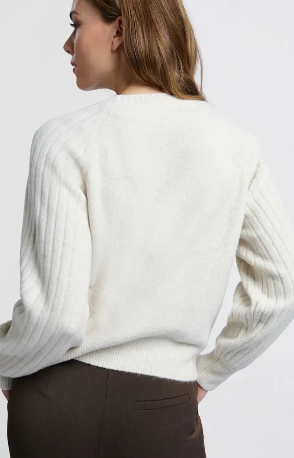 Rib Mix Sweater in Off White