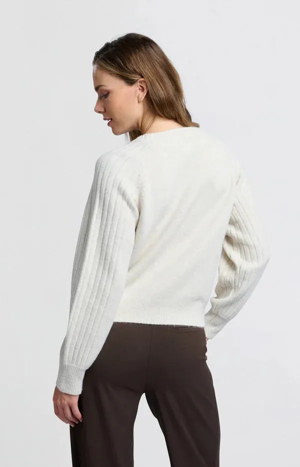 Rib Mix Sweater in Off White