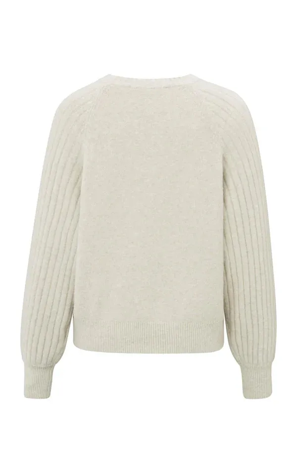 Rib Mix Sweater in Off White