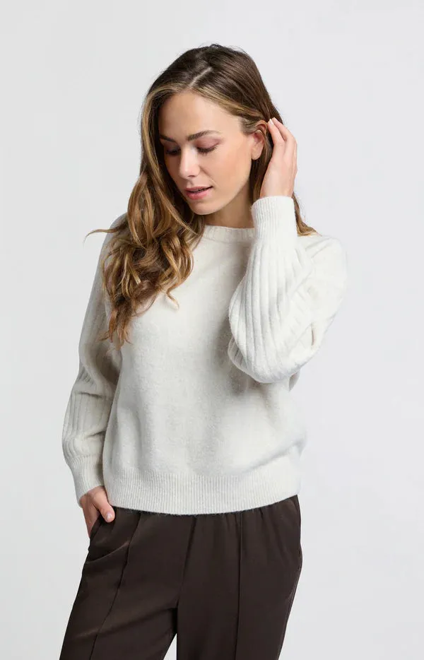 Rib Mix Sweater in Off White