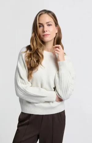 Rib Mix Sweater in Off White