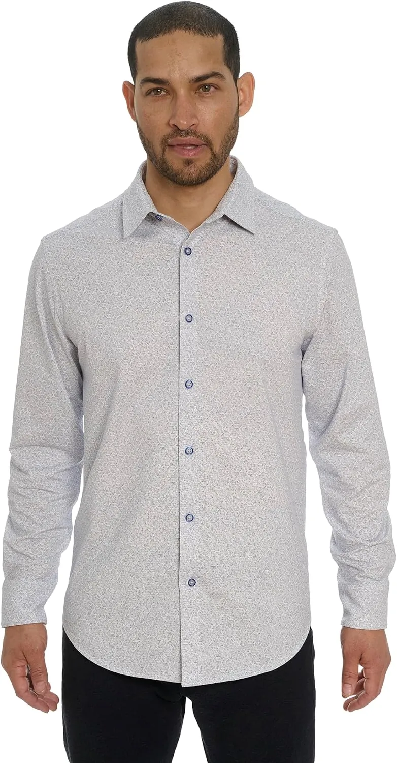 Robert Graham Men's Asterisk Long Sleeve Knit Button Down Shirt