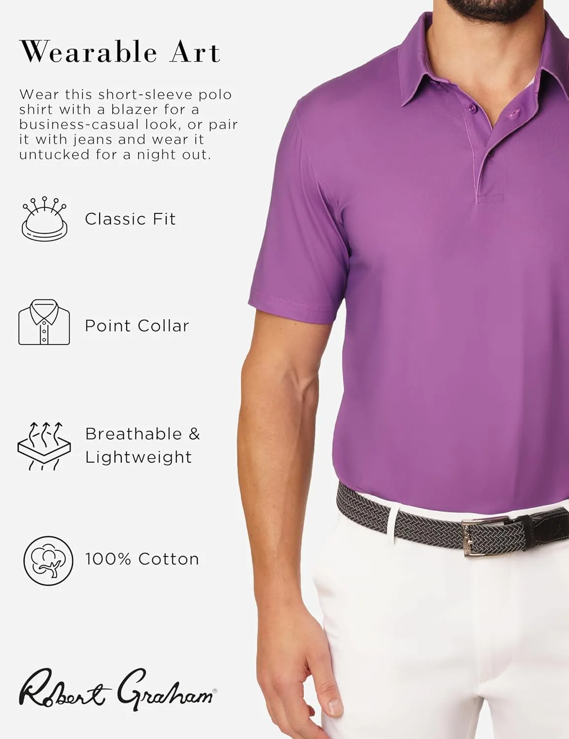 Robert Graham Men's Pedaling Pup Short Sleeve Knit Polo Shirt