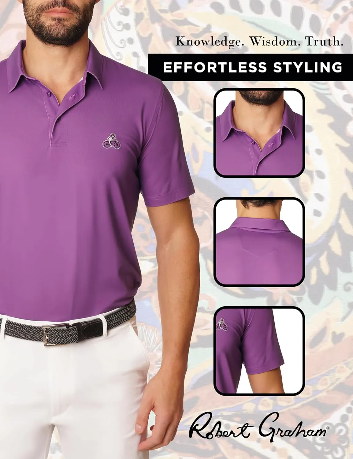 Robert Graham Men's Pedaling Pup Short Sleeve Knit Polo Shirt