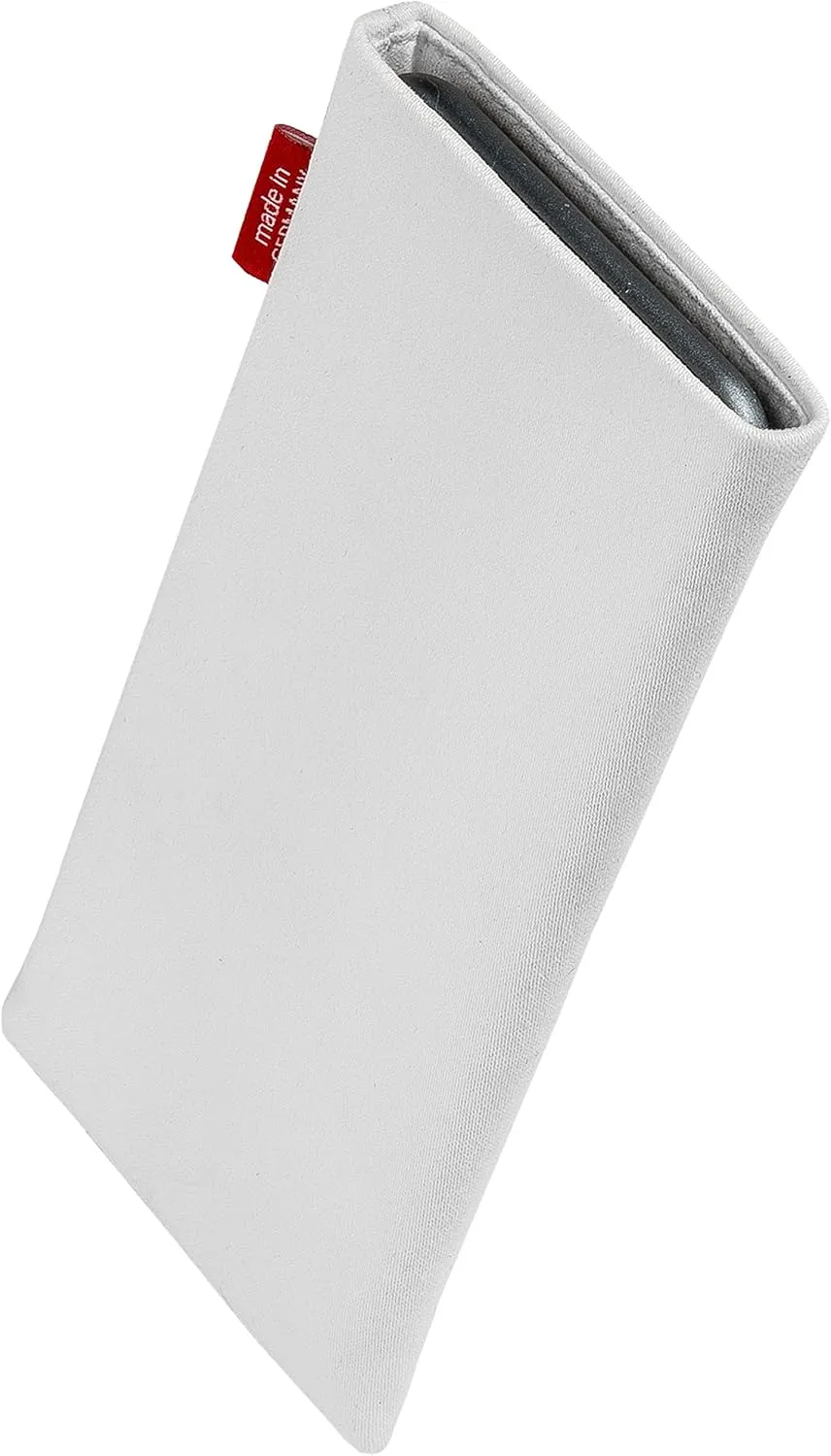 Rock White Custom Tailored Sleeve for Mobistel Cynus F4. Fine Suit Fabric Pouch with Integrated Microfibre Lining for Display Cleaning