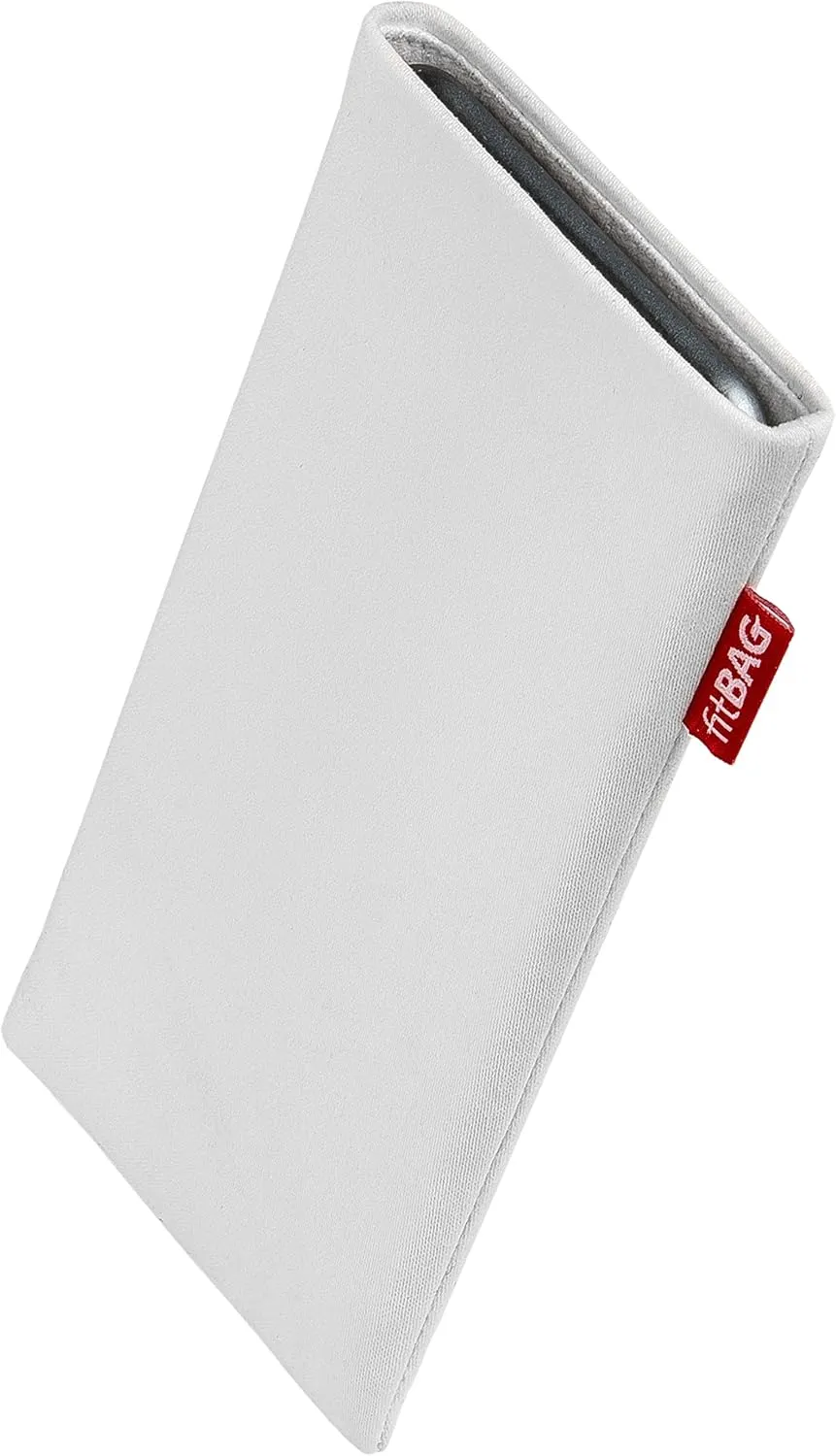 Rock White Custom Tailored Sleeve for Mobistel Cynus F4. Fine Suit Fabric Pouch with Integrated Microfibre Lining for Display Cleaning