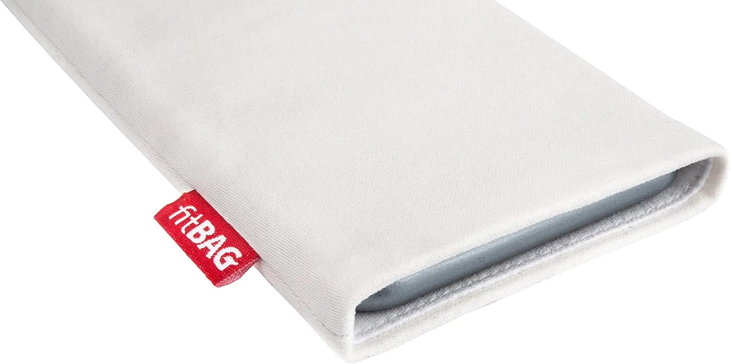 Rock White Custom Tailored Sleeve for Mobistel Cynus F4. Fine Suit Fabric Pouch with Integrated Microfibre Lining for Display Cleaning