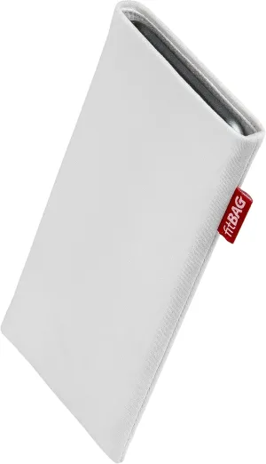 Rock White Custom Tailored Sleeve for Mobistel Cynus F4. Fine Suit Fabric Pouch with Integrated Microfibre Lining for Display Cleaning