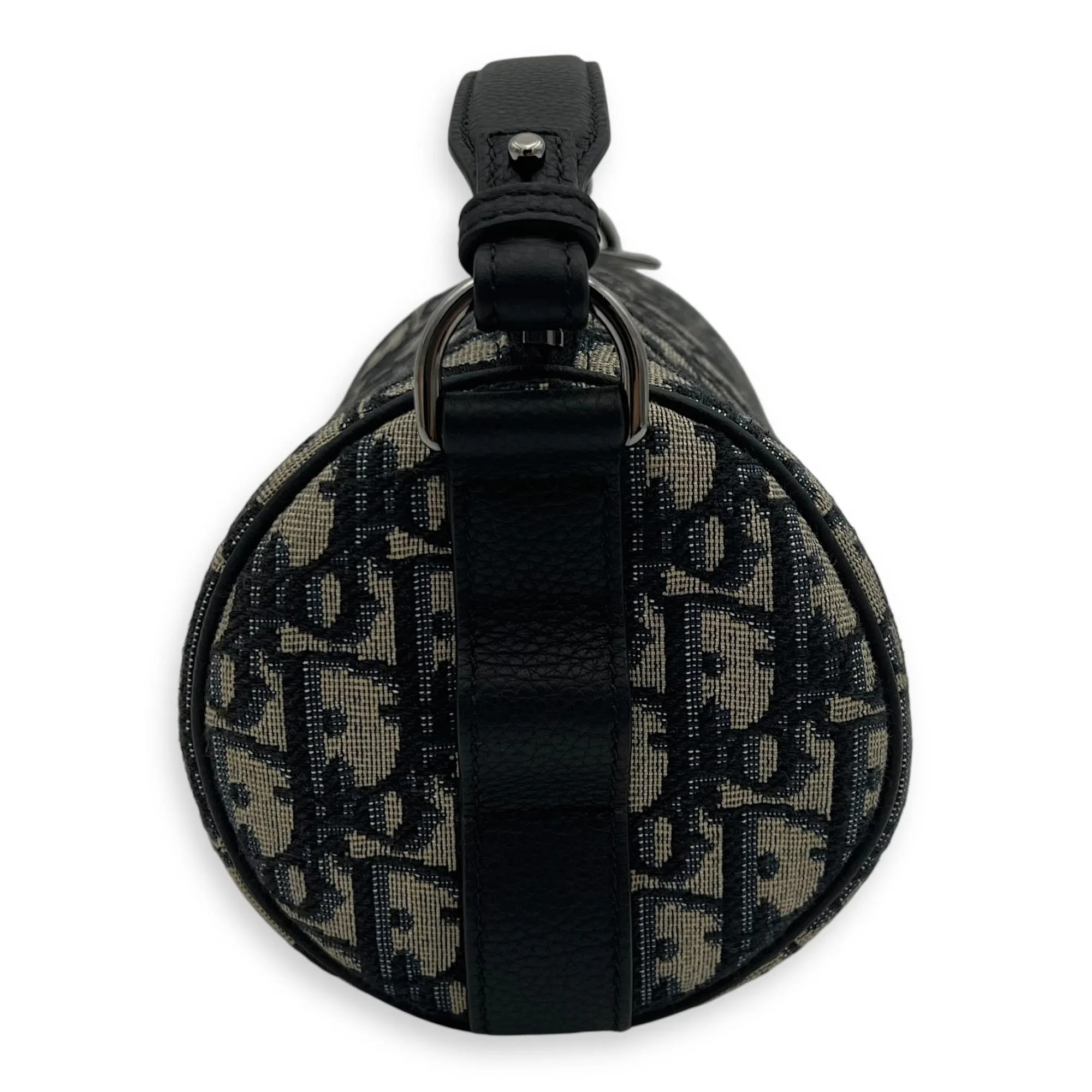 Roller Crossbody Bag Blue in Jacquard, Silver hardware
