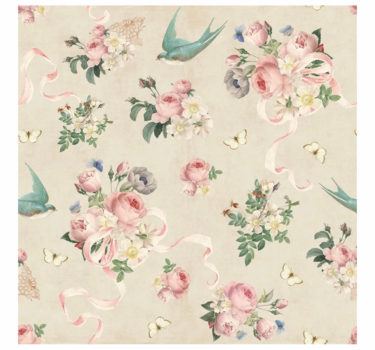 Rose & Violet`s Garden fabric. Parchment