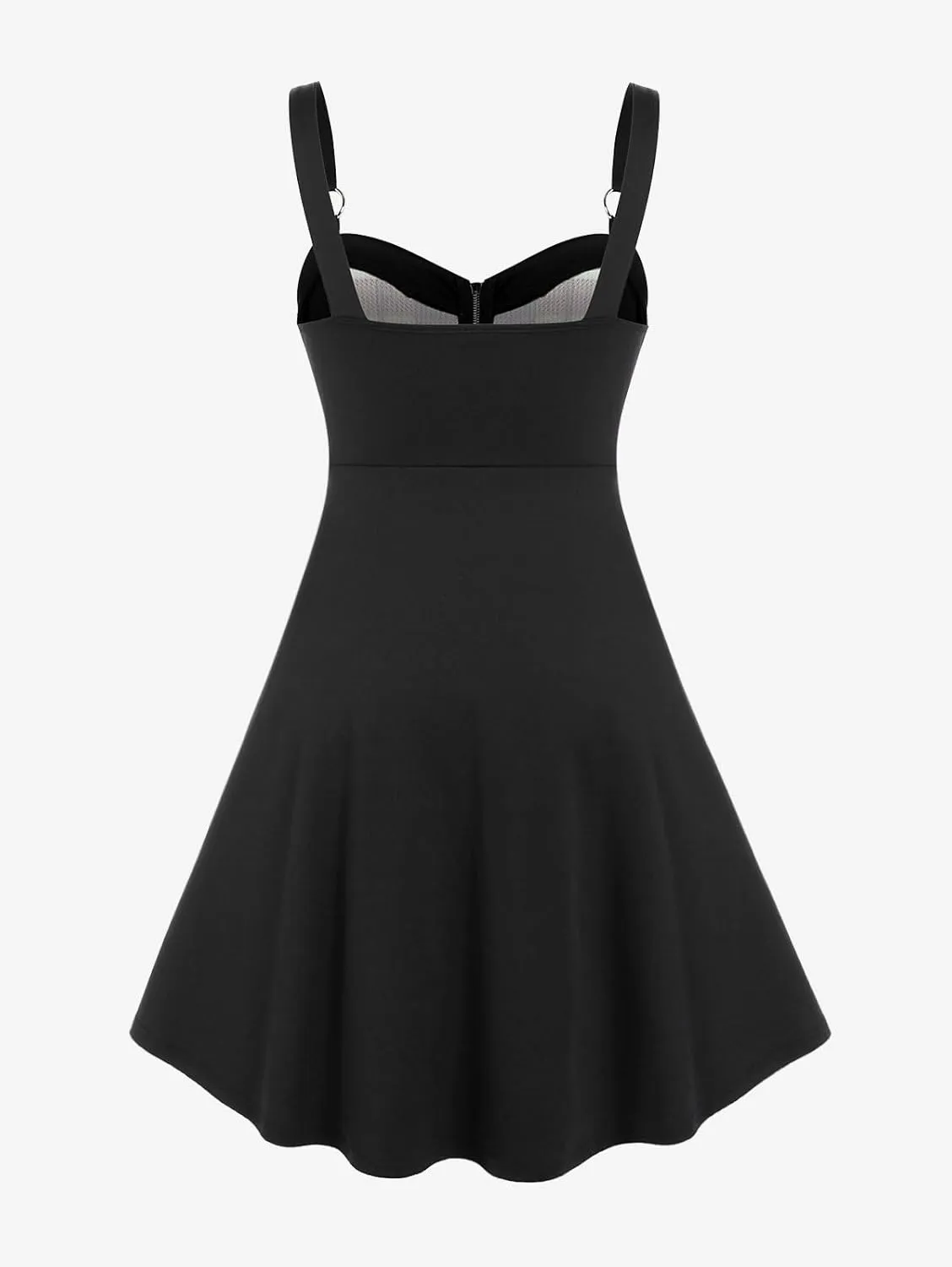 Rosegal Gothic Lace Up Plaid Half Zipper Fit and Flare Gothic Dress