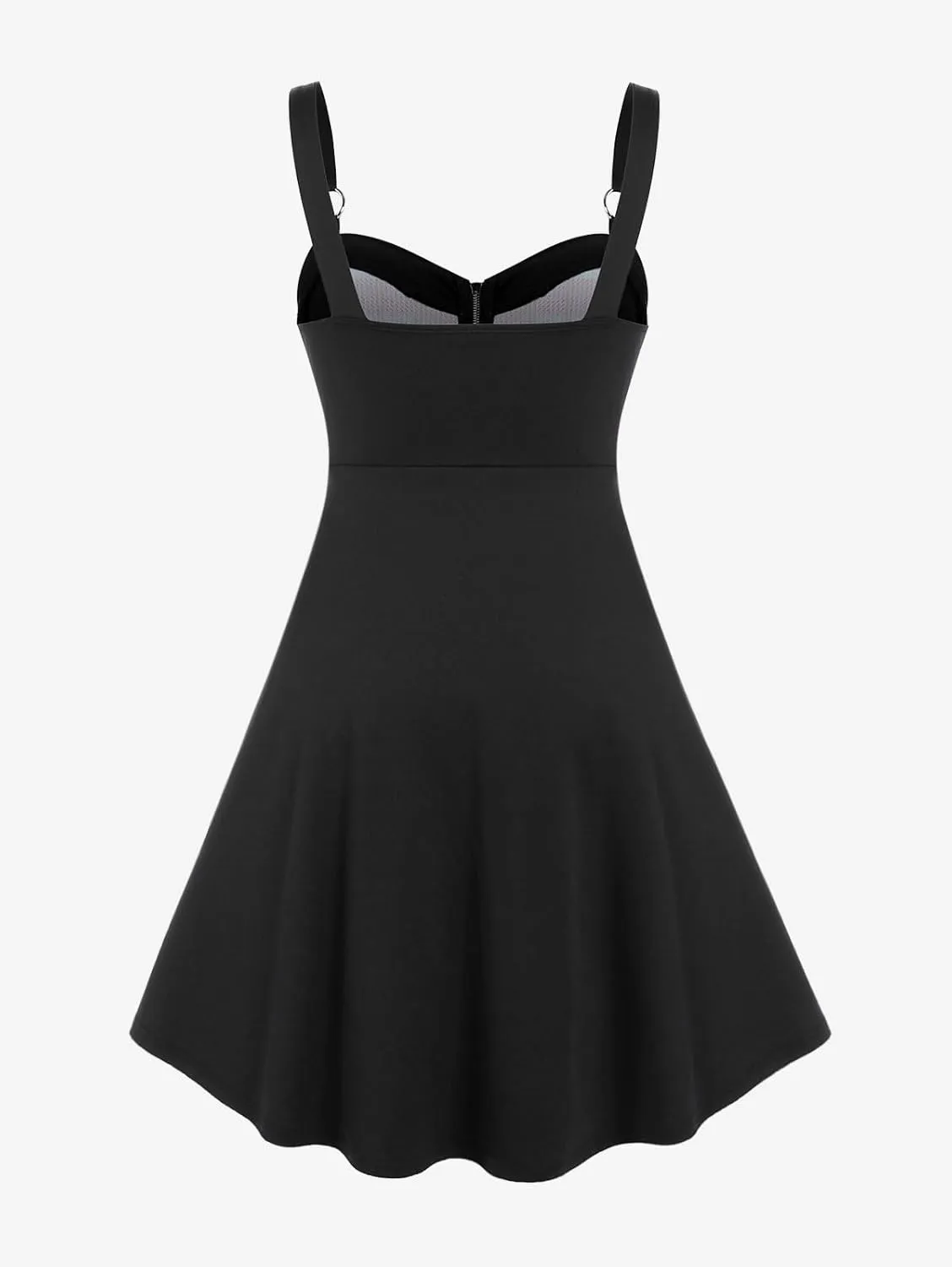 Rosegal Gothic Lace Up Plaid Half Zipper Fit and Flare Gothic Dress