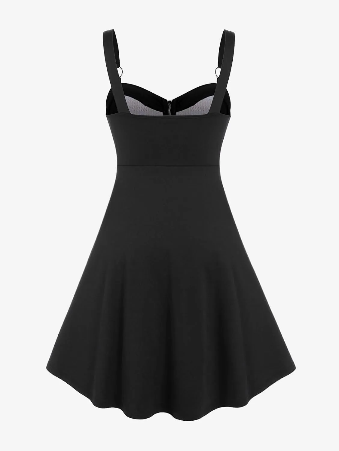 Rosegal Gothic Lace Up Plaid Half Zipper Fit and Flare Gothic Dress