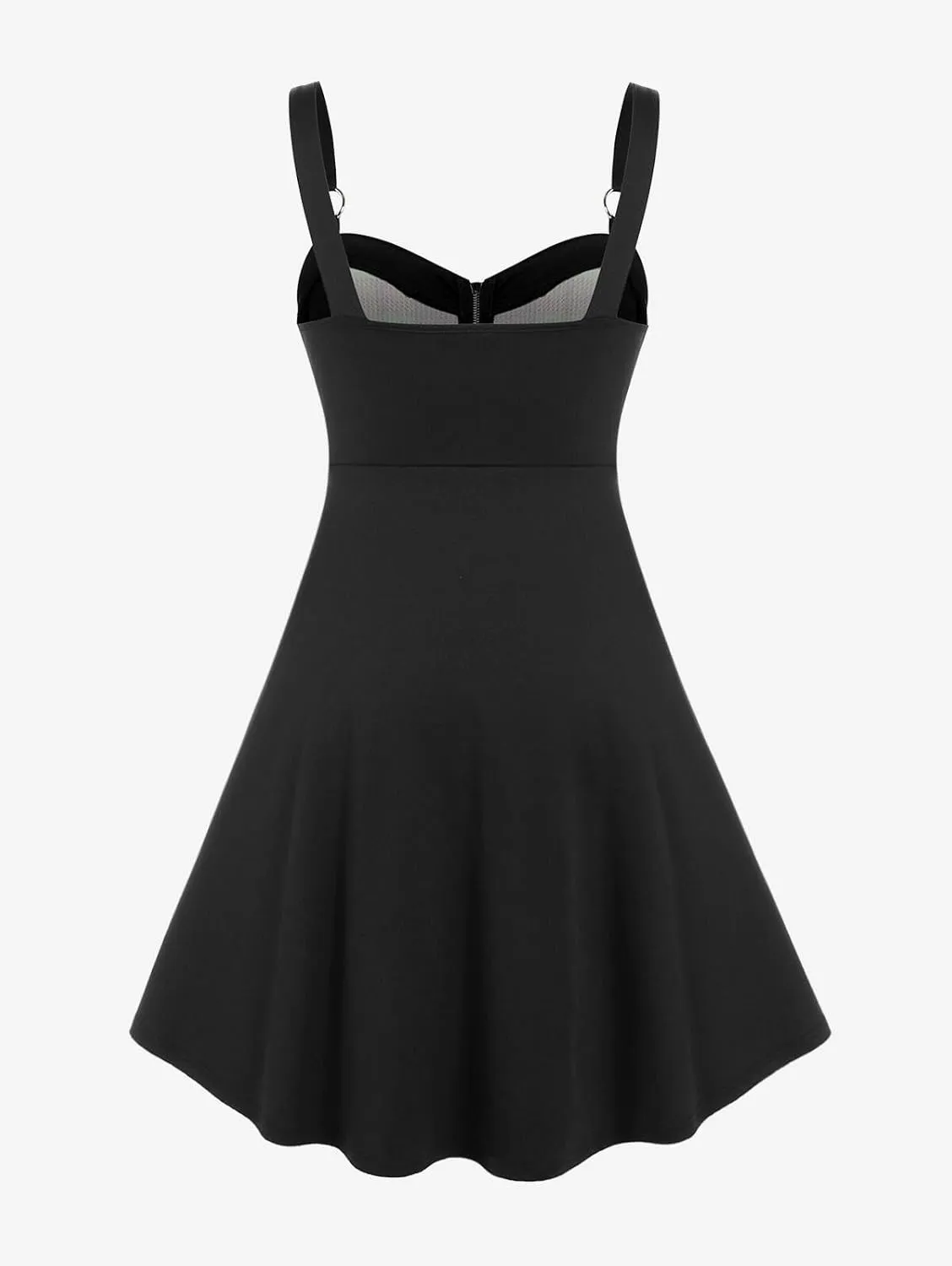 Rosegal Gothic Lace Up Plaid Half Zipper Fit and Flare Gothic Dress