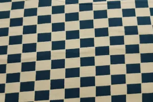 Royal Blue And Beige Check Patchwork / Craft Fabric