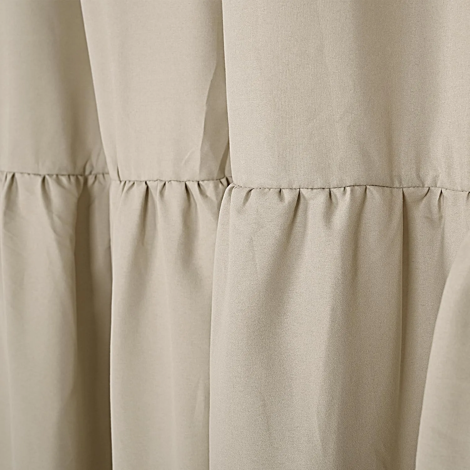 Ruffled Farmhouse Shower Curtain,Camel Fabric,Country and Chic Style,72x72 in