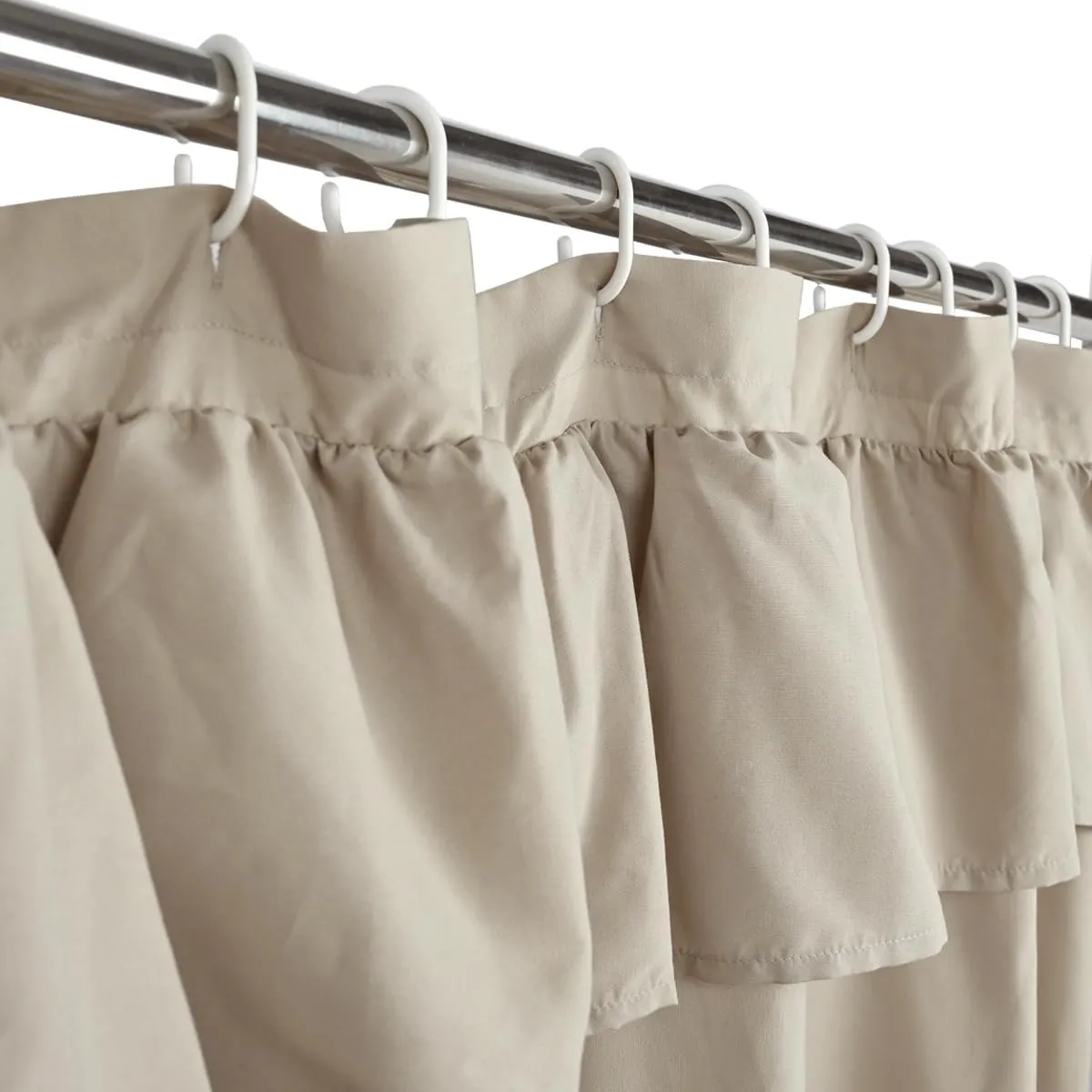 Ruffled Farmhouse Shower Curtain,Camel Fabric,Country and Chic Style,72x72 in