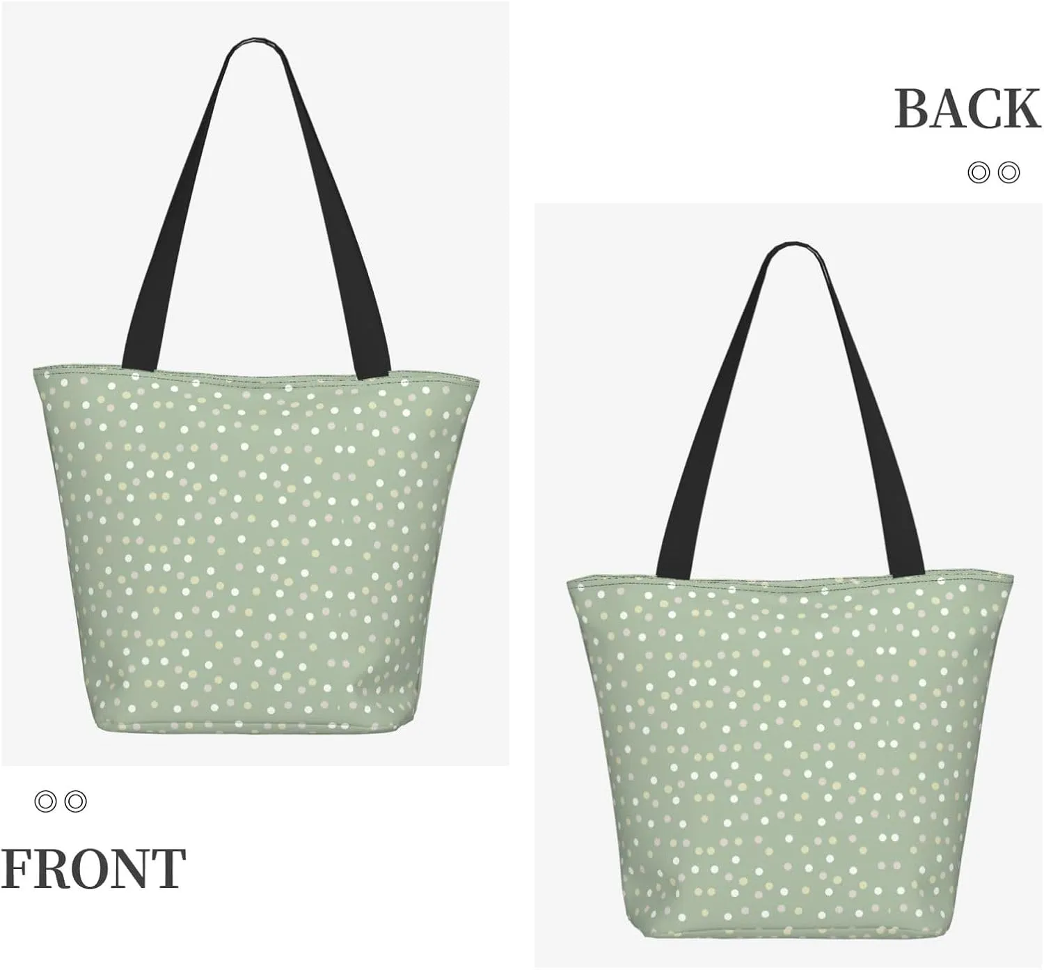 Sage Polka Dots Tote Bag Women Reusable Shopping Bags Shoulder Bag Portable Storage HandBags