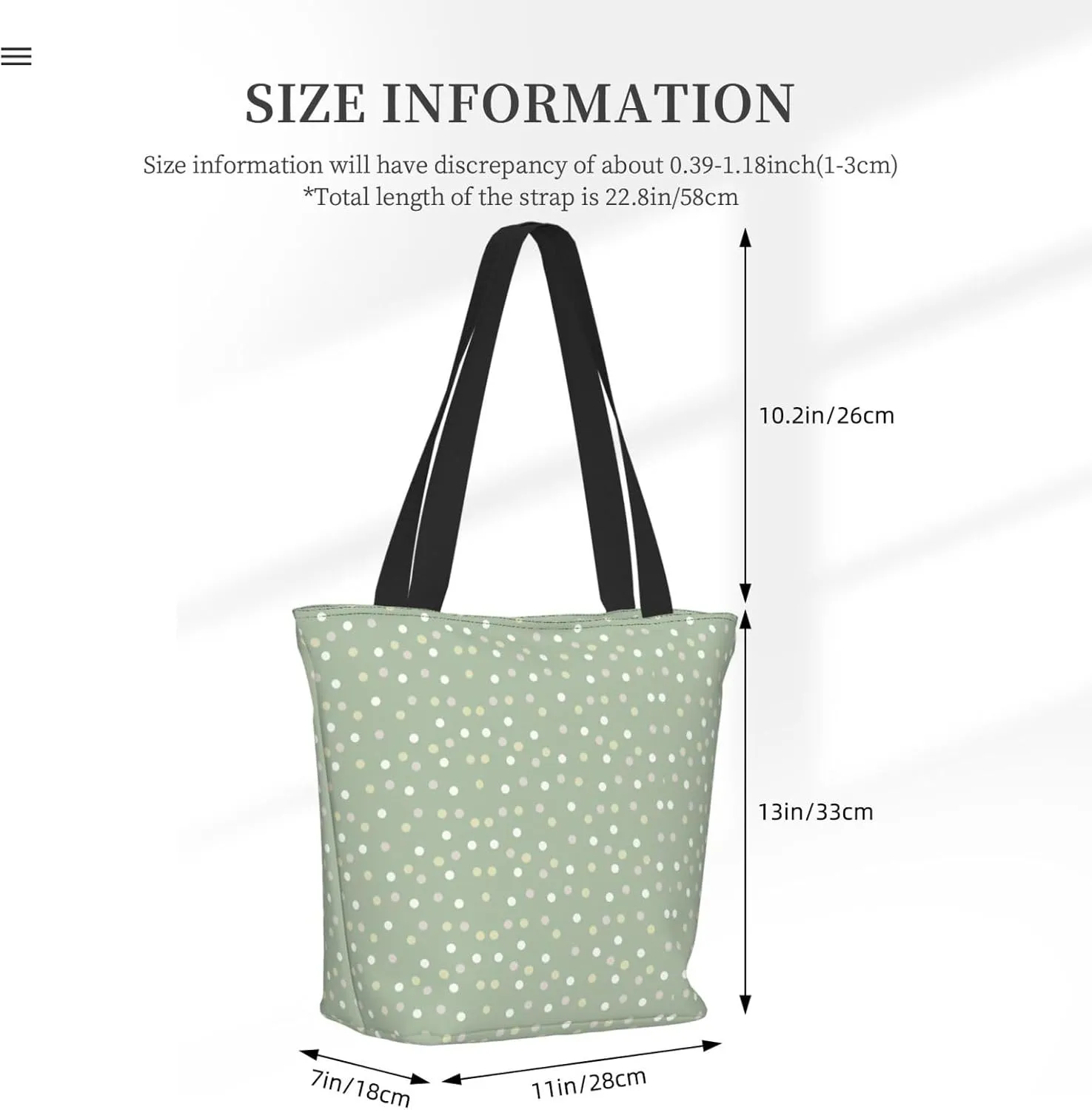 Sage Polka Dots Tote Bag Women Reusable Shopping Bags Shoulder Bag Portable Storage HandBags