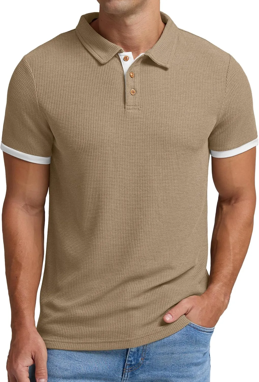 Sailwind Men's Waffle Knit Short Sleeve Casual Polo Shirts