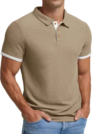 Sailwind Men's Waffle Knit Short Sleeve Casual Polo Shirts