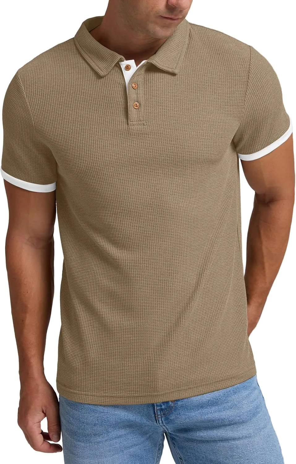 Sailwind Men's Waffle Knit Short Sleeve Casual Polo Shirts