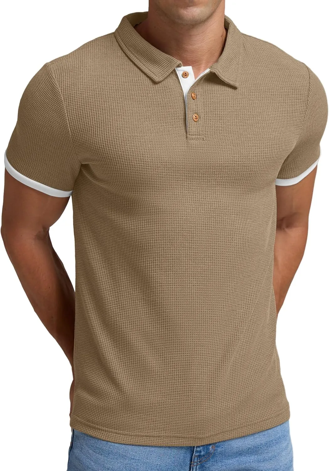 Sailwind Men's Waffle Knit Short Sleeve Casual Polo Shirts
