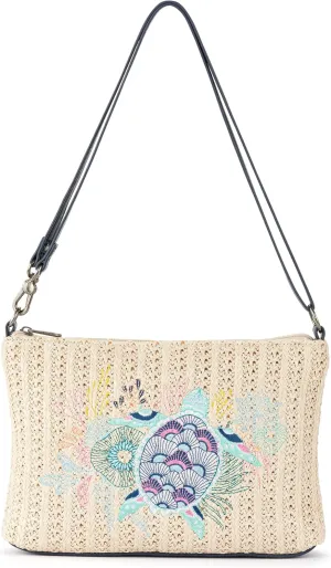 Sakroots Lumi Convertible Crossbody Purse - Straw Women's Handbag for Everyday & Travel, 3-in-1 Small Crossbody Bag With Zipper Closure & Pockets - Turtle