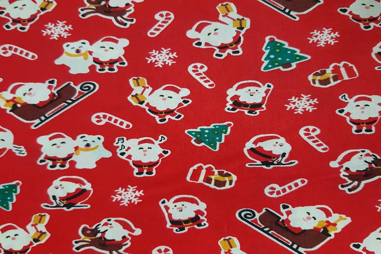 Santa Patchwork / Craft Fabric