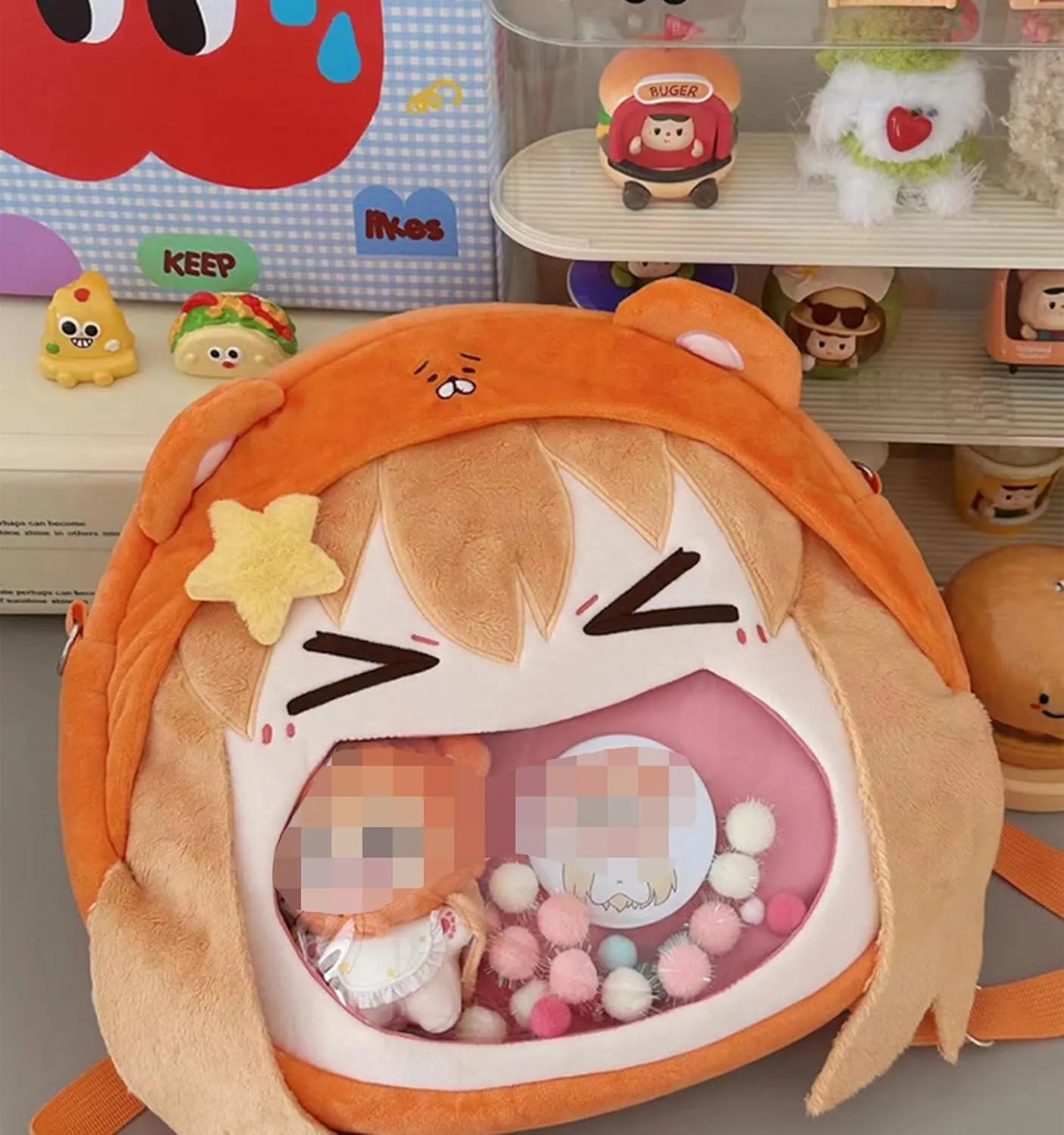 Satoru Gojo Kozume Kenma Anime Ita Bag Kawaii Cute Backpack Messenger Clear Shoulder Bags Pin Display Bag, Doma Umaru, Small